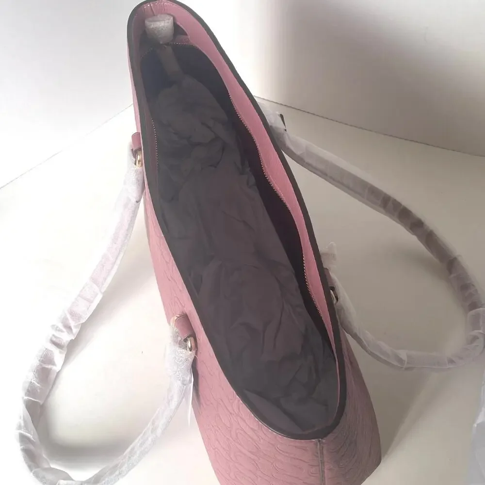 Coach Station Tote CDL99 Peony Pink Pebbled Leather Work Tote